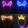 Couronnes De Fleurs Décoratives Femmes Filles Couronne De Fleurs Lapin Oreille De Chat Cheveux Hoop Glow String Light Bandeau Cadeau De Fête Cosplay Bdesybag Dhj64