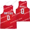 2022 2020 New NCAA Ohio State Buckeyes Jerseys 0 Russell College Basketball Jersey Blanc Rouge Taille Jeune Adulte