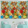 Fleurs colorées à huile peinture murale tapis tournesol art suspendu bohème hippie sorcellerie tapiz dortorory décor j220804