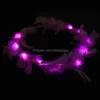 装飾的な花の花輪1PC LEDフラワークラウンヘッドバンドラミナスフェザーリースMticolor Light Up Hair Garland for Women BdesyBag DH4HH