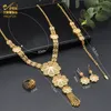 African Fine Jewelry Sets Gold Color Necklaces & Earrings Set Indian Bracelet Rings For Women Dubai Nigerian Wedding Gifts 220818