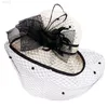 Elegant kvinna Beige White Linen Wedding Church Hat with Veils och Floral Summer Wide Brim Floppy Ladies Kentucky Derby B-8155 Y220818