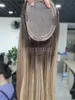 Nieuwe komende Balayage Ombre Blonde Human Hair Toppers Mono met rond basisclips in stukken voor dunner wordende vrouwen