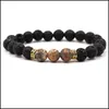 Kralen strengen kralen armbanden natuurlijke zwarte witte steen kraal yoga chakra armband lava rock drop levering 2021 juwelen carshop2006 dhyo6