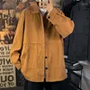 Herrjackor Neploha 2022 Autumn Winter Casual Solid Color Corduroy Jacketrockar Hong Kong Style Streetwear Loose Man Par Ytterkläder