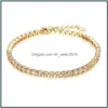 Tennis Moda Elegante Bracciale Donna Fl Strass Oro Sier Colore Singola Fila Zircone Goccia Consegna 2021 Bracciale Gioielli Dhseller2010 Dhcsd