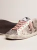 Designer di scarpe sporche con tacco con suola, lussuose sneakers italiane vintage fatte a mano con paillettes Super-Star LTD con stampa serpente