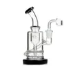 Small Glass Bong Hookahs Honeycomb Perc Water Pipes Oil Rigs Thick Bubbler Dabbers in Blue Black Color with 10mm Joint Colorful Recycler Ash Catcher Shisha
