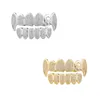 Grillz denti pavimentati con zircone ghiacciato per cranio per uomo donna hip hop hop grill d'oro d'argento