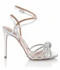 Women Wedding High Heels Sandal Luxury Brands Aquazzuras Shoes Celeste Cynsal-embilitals in Black Sliver White Red 35-42