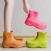 Femmes bottes de pluie été 2022 nouvelle couleur bonbon mode imperméable et anti-dérapant court Tube chaussons chaussures à semelles épaisses