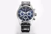 Relógio mecânico masculino de 42 mm de estojo de prata literal de 42 mm de azul de aço inoxidável de alta qualidade movimento japonês de luxo de luxo automático timer multifuncional