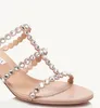 Luxury Fashion All-day Comfort Tequila Sandals Shoes Women Party Night Favorite Block Heel Crystal Straps embellished Glittery Gems Open toe Mules Original Box