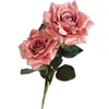En faux blomma enstaka stam curling rosa simuleringstryck steg f￶r br￶llop hem dekorativa konstgjorda blommor