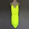 Vestido de baile latino de lujo con borlas de diamantes, ropa de actuación para mujeres y niñas, disfraces de competición de salón de baile