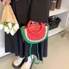 Handbags Watermelon straw woven women's portable seaside beach holiday lovely semi-circular fruit hand vegetable basket