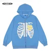 Übergroße Skeleton Zip Up Hoodie Jacke Männer Streetwear Gothic Schaum Druck Mit Kapuze Sweatshirts Dünne Unisex Neue Frühling Herbst Y220818