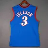 100% cousé # 3 Allen Iverson Wholesale 1999-2000 Jersey Men Mens Gest Taille XS-6XL Cousue de basket-ball NCAA