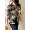 Korean Small Fragrance Jacket Women's Short Winter and Spring French Ladies Allmatch Houndstooth Woven Tweed Coat Jackets 220818