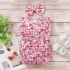 Romances Floral Girl Baby Bodysuits Roupas de verão Conjunto sem mangas para infantas de algodão de 6 a 12 milhões de algodão