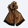 Men 100% Silk Scarf Vintage Long Double Layer Neckerchief Cravat Brown Grey