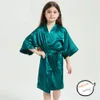 Meisje Pyjama Kimono Robe Bruiloft Bloem Baby Nachthemd Effen Badhanddoek Nieuwe Mode Nachtspel Zijde Satijn Badjas Kinderen