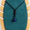 Natural Royal Lapis Lazuli Bead Pendant Necklaces Woman Transfer Good Luck Amulet Rope Chain Handmade Jewelry Gift