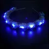 Dekoracyjne kwiaty wieńce 20pcs światło LED Świezący kwiat Wreniach Opaska na głowę Dziewczyny Dziewczyny Party Bridal Fryzjer BDESYBAG DHGNU