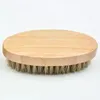 Boar Brestle Hair Beard Brush Hard Round Wood Handle Anti-Static Boar Camm Frisörsverktyg för män Skägg Anpassningsbar FY3848 0818