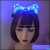 Couronnes De Fleurs Décoratives Femmes Filles Couronne De Fleurs Lapin Oreille De Chat Cheveux Hoop Glow String Light Bandeau Cadeau De Fête Cosplay Bdesybag Dhj64