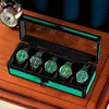 Scatole per orologi Custodie Scatola portaoggetti in alluminio di lusso per orologi da uomo Orologi da uomo Vetrina verde scuro Vetrina Idee regalo Orologio