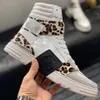 2022New High Tube Genune Leather Glitter Stivali Pelle di vacchetta Coppia Fondo spesso Donna Uomo Scarpe Strass Metallo Teschio Nnkle Stivali mkjkkk00003