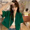 Solide korte blazer mouw jassen voor vrouwen Koreaanse Harajuku Casual Style Gothic Y2K High Street Summer Coat 220818