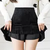 Saias plissadas da cintura alta coreana femininas saia de veludo de inverno harajuku shorts vintage saia kawaii meninas marrom preto m277 220818