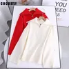 Red Solid Women Zipper Turtleck Knited Swater Sweet Long Rleeve Loose Ladies Casual Pullover Sueter Tops Jumper W220817