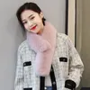 Women Winter Fur Scarf Real Fox Fur Warm Neckerchief Fluffy Soft Black Pink