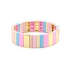 Designer Bohemian Ethnic Style Fashion Enamel Ladies Bracelet Bangle Macaron Color Matching Rectangular Rectangle Lucky Jewelry