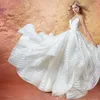 2022 Robes de mari￩e ￠ rayures V Neck Lace A Line Sweep Train Illusion Back Custom Made Made Cheap Robes Bridal Robe de mari￩e Boho Robes Bridal Bridal Robe de Mariee