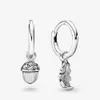 Acorn Leaf Hoop Earrings 정통 925 스털링 실버 스터드에 맞는 유럽 판도라 스타일 스터드 보석 앤디 보석 298603c01