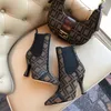 2022 Braune COLIBRI Ankle Chelsea-Stiefel mit hohen Absätzen, lackierter Absatz, spitze Zehen, Mesh-Pull-on-Lederlaufsohle, Booties für Damen, Luxus-Designerschuhe, Größe 35–42