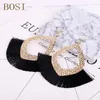 Bengelen kroonluchter tassel oorbel zwarte Boheemse vrouwen lange statement luxe sieraden handgemaakte geometrische randmode grote bruiloft goud cha