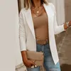 Kadınlar Sonbahar Katı Beyaz Siyah İş Kadın Blazer Ceket Sıradan Sonbahar Uzun Kollu İş Takımı Ofis Leydi İnce Blazers Ceket Top 220819