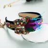 Feather Headband Luxury Baroque Rhinestone Butterfly Hair Accessories For Women Trend Party Hairband Girl Hair Band