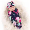 Couvertures Emmailloter Born Unisexe Pneu Chapeau Wrap Couverture Ensemble Floral Feuille Imprimer Dormir Swaddle Arc BeanieBlankets