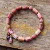 Bangle Designer Luxury Women Beads s Rhodonite Charm Stretch Elastic Strand Bracelet Classic Jewelry Bijoux Wholesale Dropship