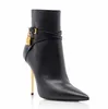 Luxury Fashion Padlock Leather Ankle Boot Lock-and-key buckled ankle straps Booties Design Brands Booty Famous Party Wedding EU35-42.Box