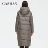 GASMAN Winter Down Jacket Women Long Thick Coat Hooded Puffer Warm Female Brand Cotton Clothes Elegant Retro Parka 8197 220819