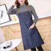 Grembiuli Grembiule da cucina lungo in denim Grembiule antivegetativo Uniforme unisex per adulti Grembiuli per la pulizia della casa Grembiuli