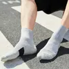 5 pares de meias masculinas atléticas meias de compressão esportivas grossas almofadadas de compressão meias de cano médio