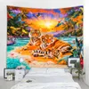 Mandala Bohemian Tapestry Art Deco Blanket Home Bedroom Living Room Curtain Forest Tiger Decor J220804